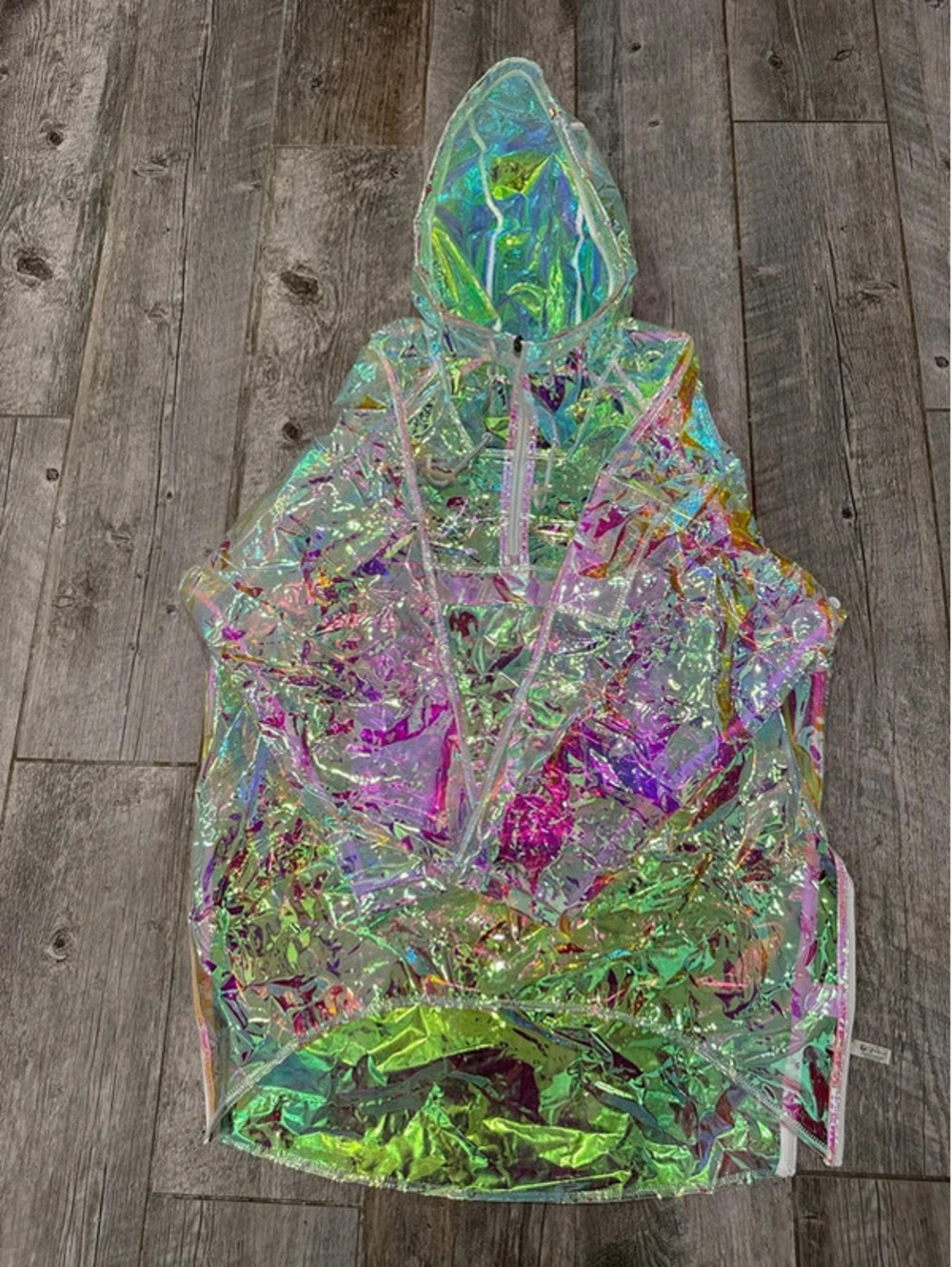 FP Movement by Free People Rare Discontinued Holographic Goddess Rain Coat